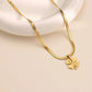Anti Tarnish Lucky Leaf Pendant Flat Snake Chain Necklace
