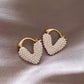 Micro Pearl Studded Heart Hoop Earrings