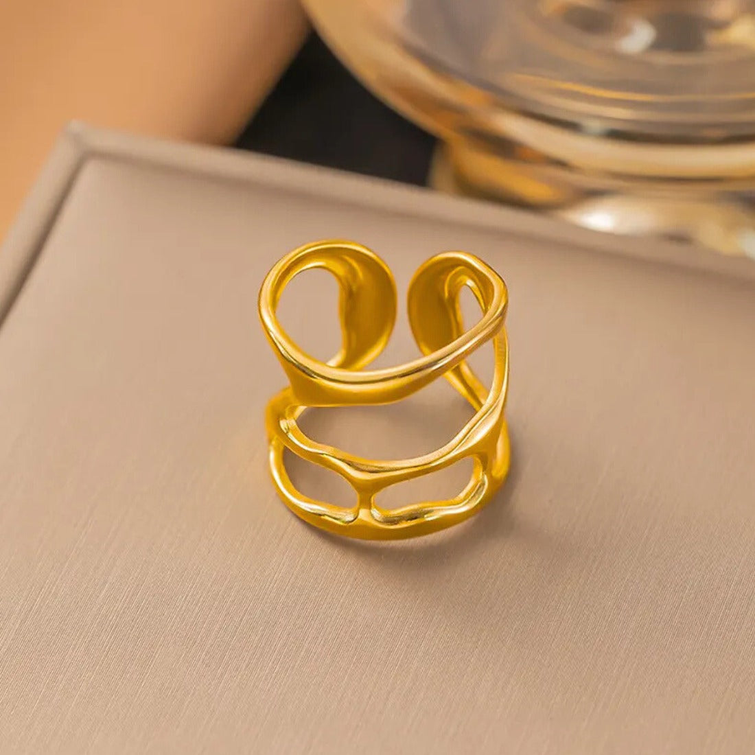 Anti-Tarnish Irregular Liquid Design Rings