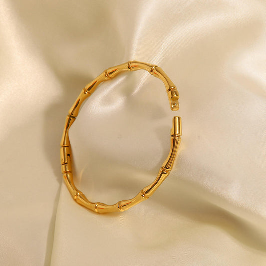 Anti Tarnish Bamboo Style Bangle Bracelet