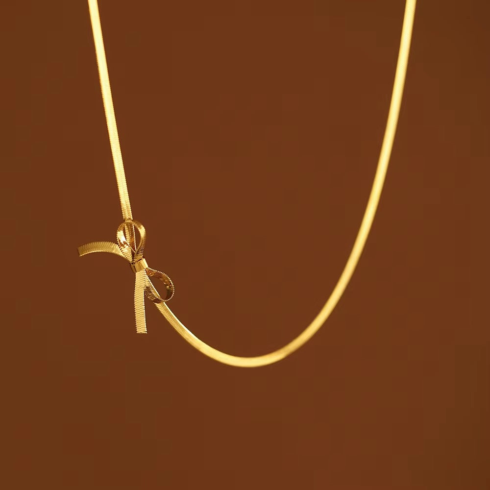 Bow Knot Snake Chain Necklace