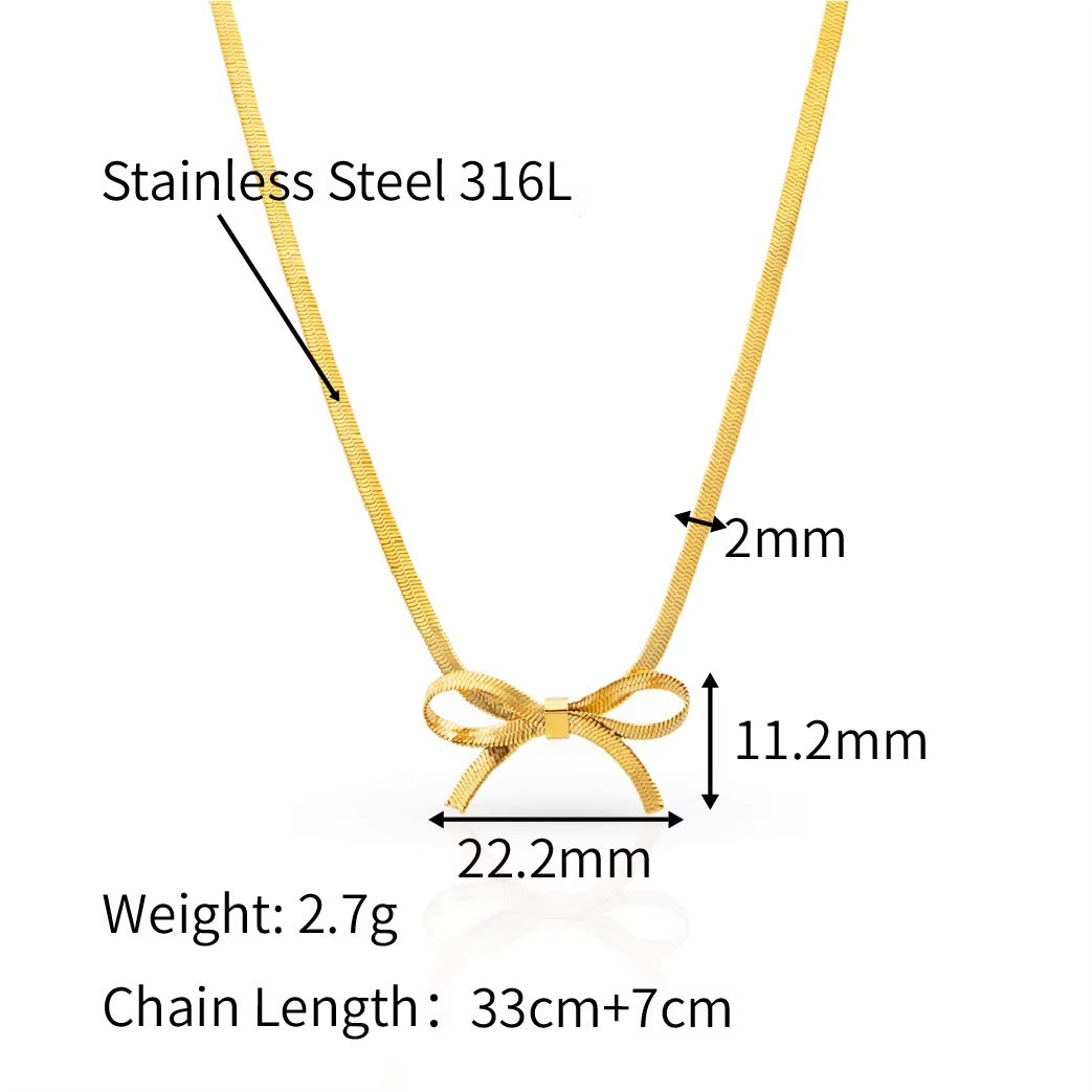 Bow Knot Snake Chain Necklace