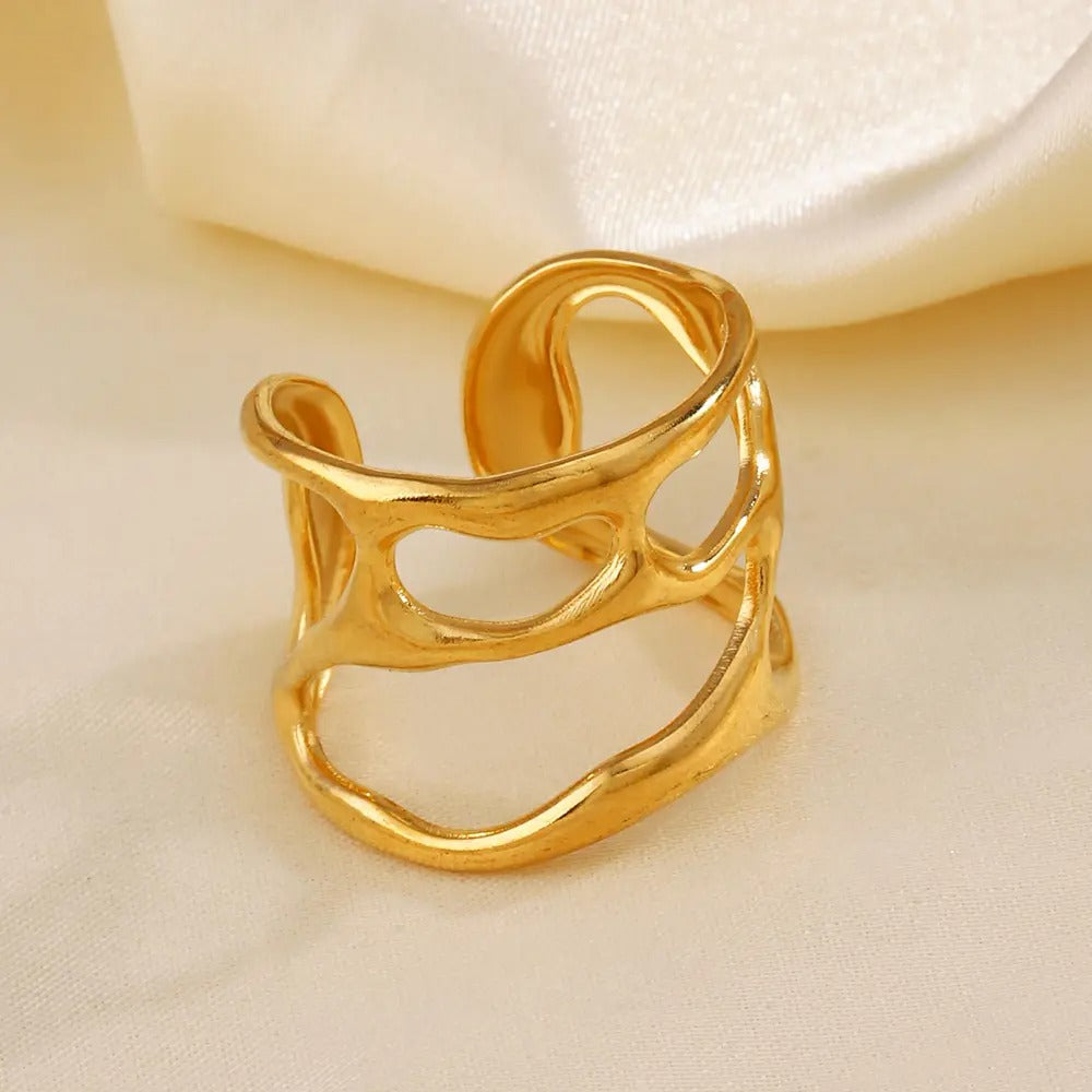 Anti-Tarnish Irregular Liquid Design Rings