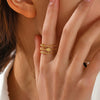 Anti-TarnishLeaf Moon, Stars & Sun Three Layer Ring