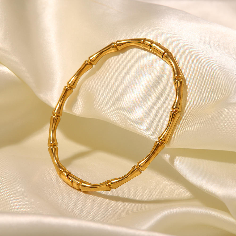 Anti Tarnish Bamboo Style Bangle Bracelet
