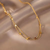 Retro Double-layer Herringbone Cubic Square Beads Necklace