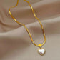 Pearl Heart Snake Chain Necklace