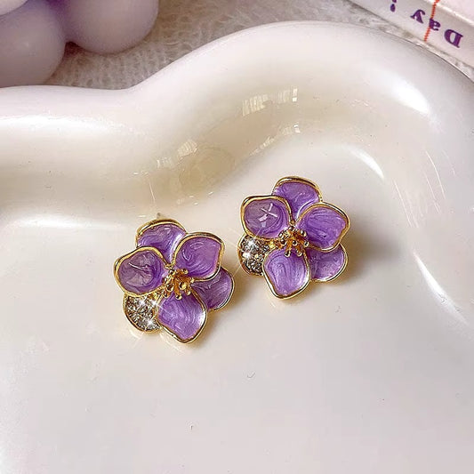 Lavender Enamel Floral Studs