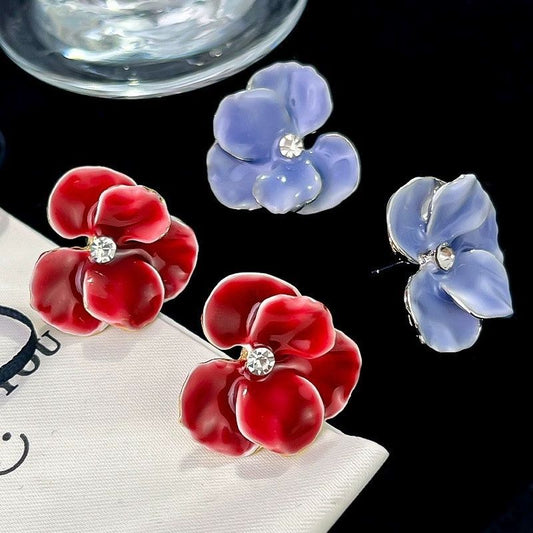 Butterfly Flower 3D Petal Oil-dripping Stud Earrings
