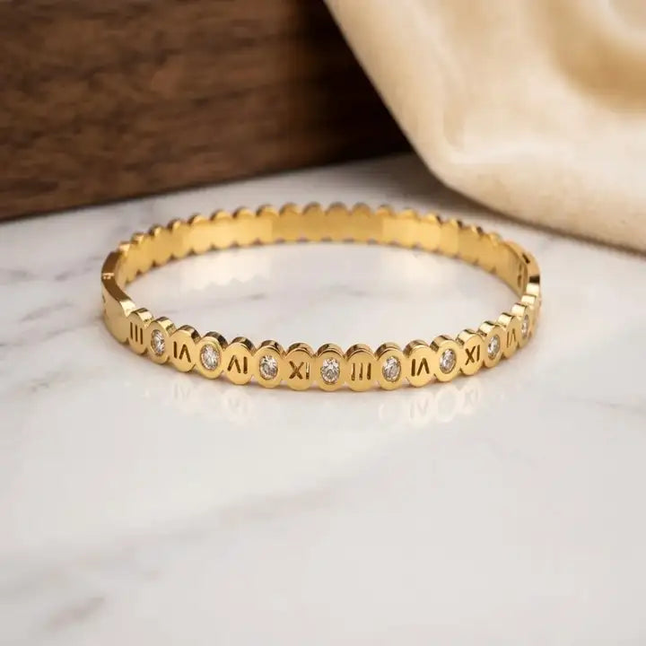 Anti Tarnish Elegant Roman Numbers Kada Bracelet