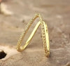 Gold Plated Anti Tarnish Stainless Steel Diamond V Shape Ring
