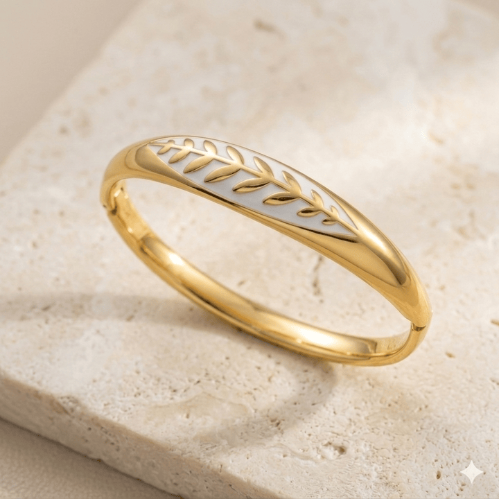 Anti Tarnish Elegant Gold Leaf Kada Bracelet