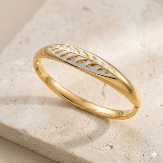 Anti Tarnish Elegant Gold Leaf Kada Bracelet