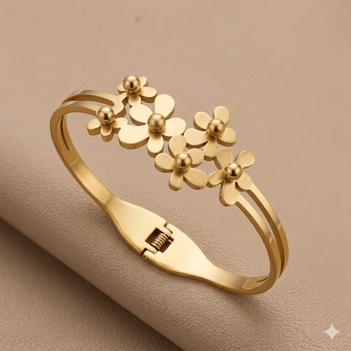 Anti Tarnish Flower Bunch Kada Bracelet