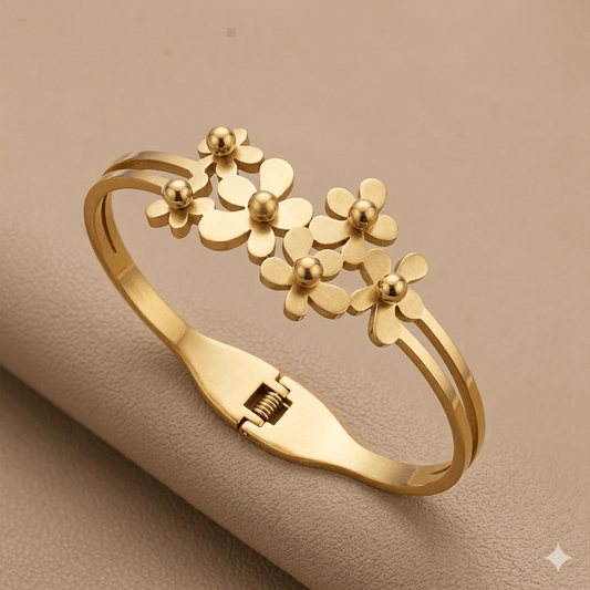 Anti Tarnish Flower Bunch Kada Bracelet