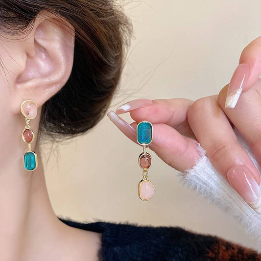 Asymmetric Color Vintage Color Studs Earring