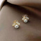 Rhinestone Bee Studs Earrings Cute Animal Earrings