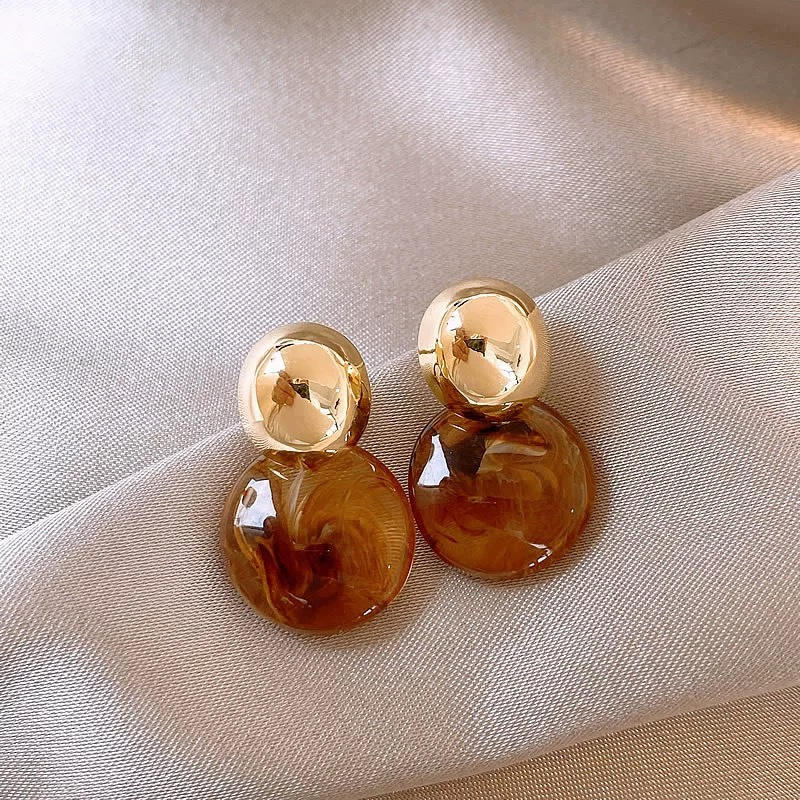 Brown Maillard Resin Stud Earrings