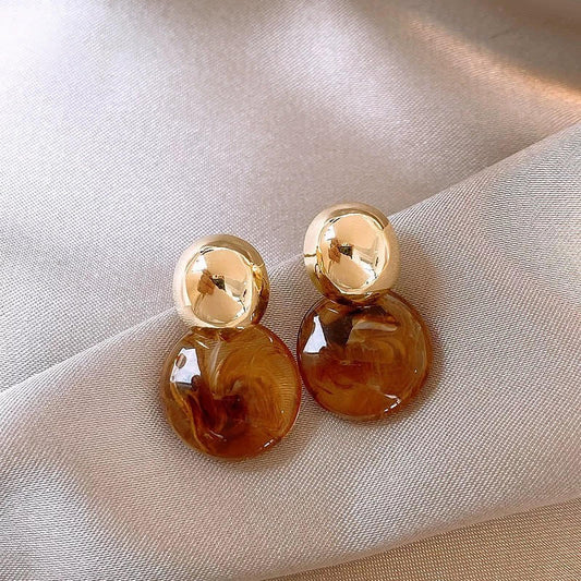 Brown Maillard Resin Stud Earrings