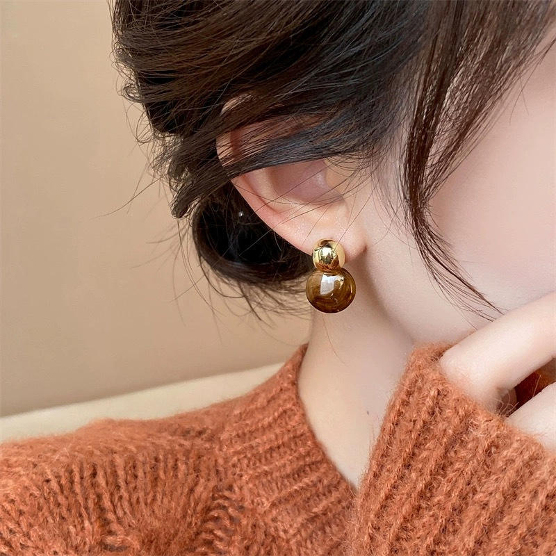 Brown Maillard Resin Stud Earrings