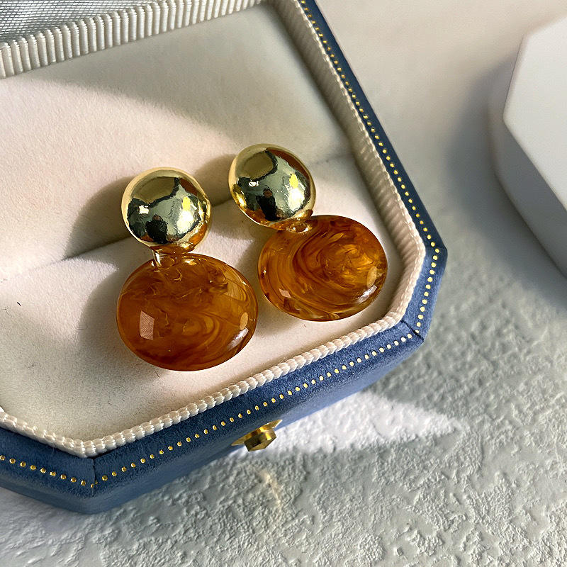 Brown Maillard Resin Stud Earrings