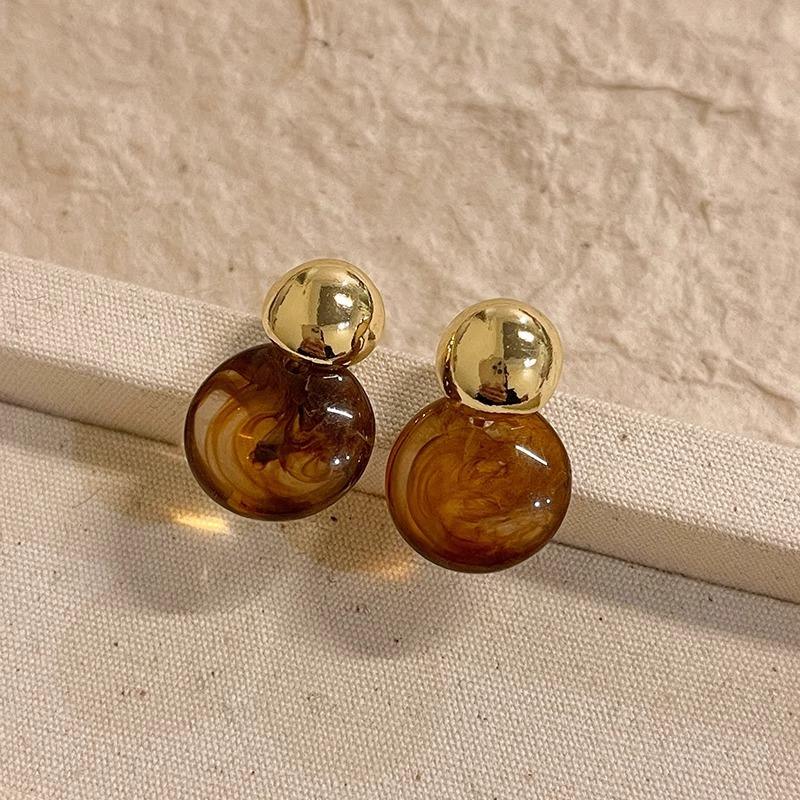 Brown Maillard Resin Stud Earrings