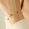 Anti Tarnish Green Stone Chain Bracelet