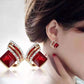 Elegant Crystal Rhombus Wing Geometric Earrings