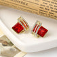 Elegant Crystal Rhombus Wing Geometric Earrings