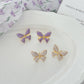Enamel Drip Butterfly Stud Earrings