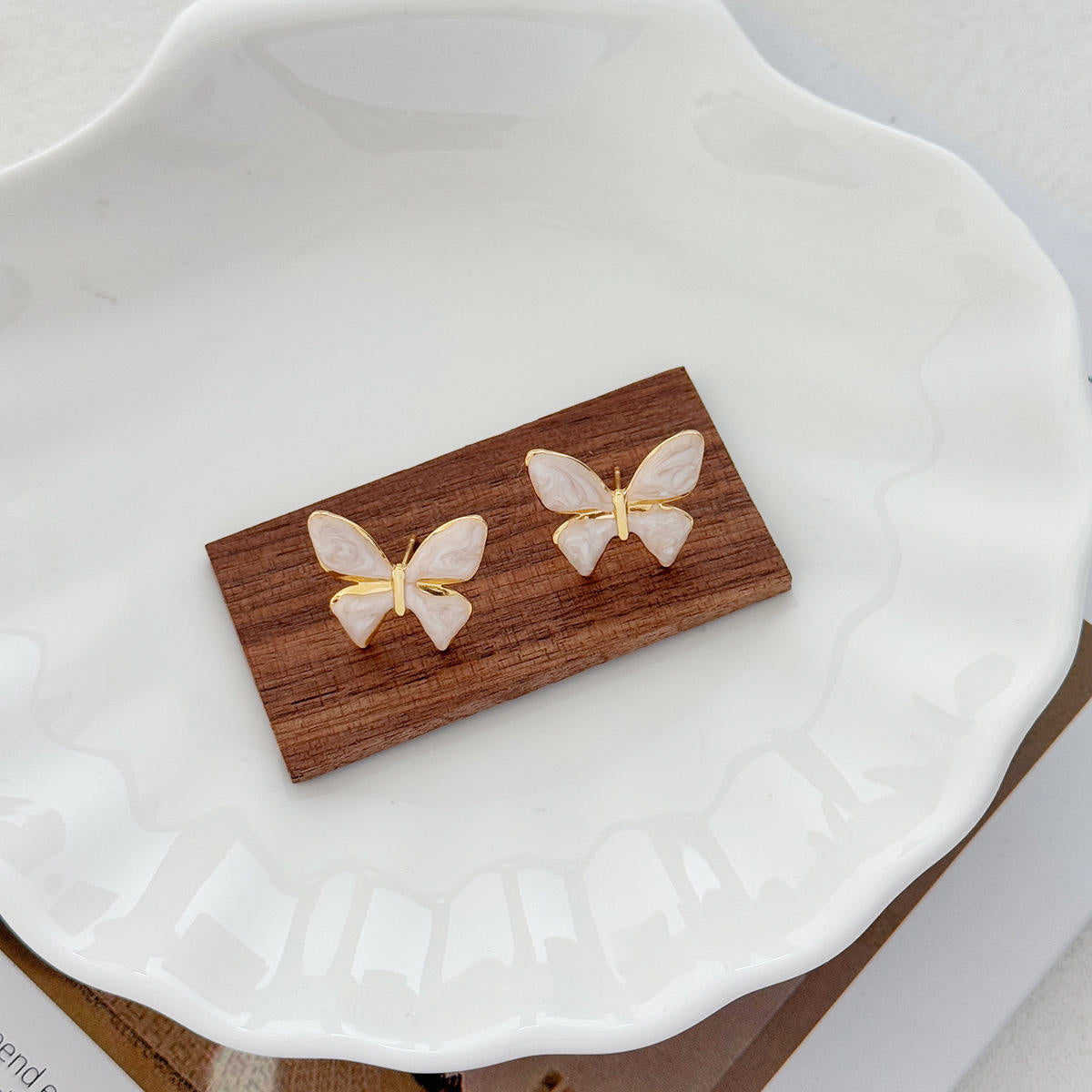 Enamel Drip Butterfly Stud Earrings