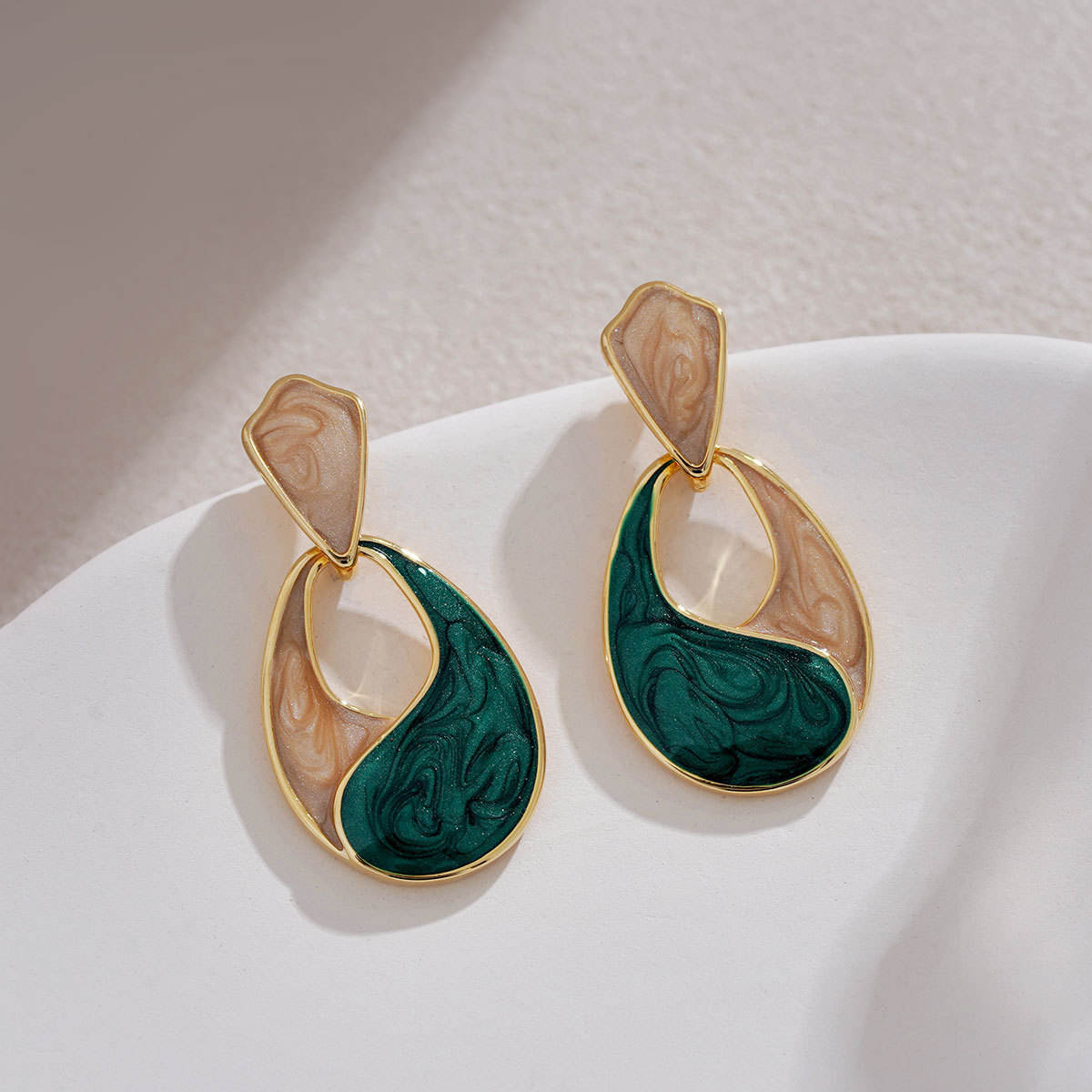 Enamel Geometric Waterdrop Earrings
