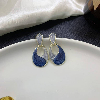 Enamel Geometric Waterdrop Earrings