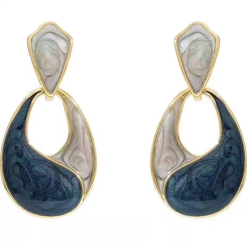 Enamel Geometric Waterdrop Earrings
