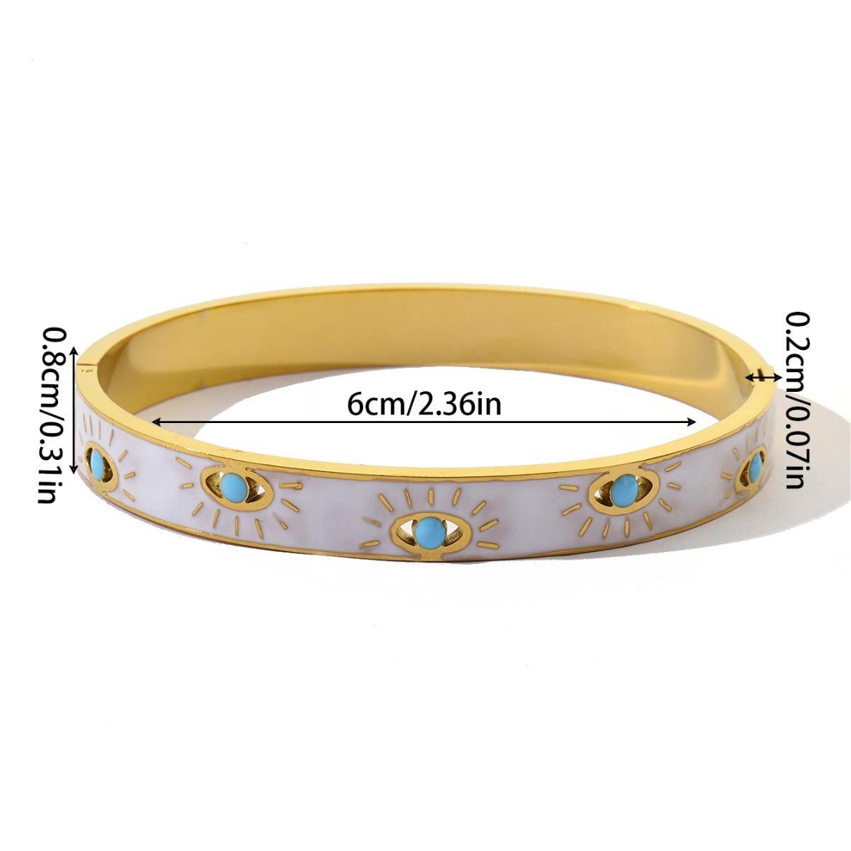 Anti Tarnish Enamelled Evil Eyes Bangle