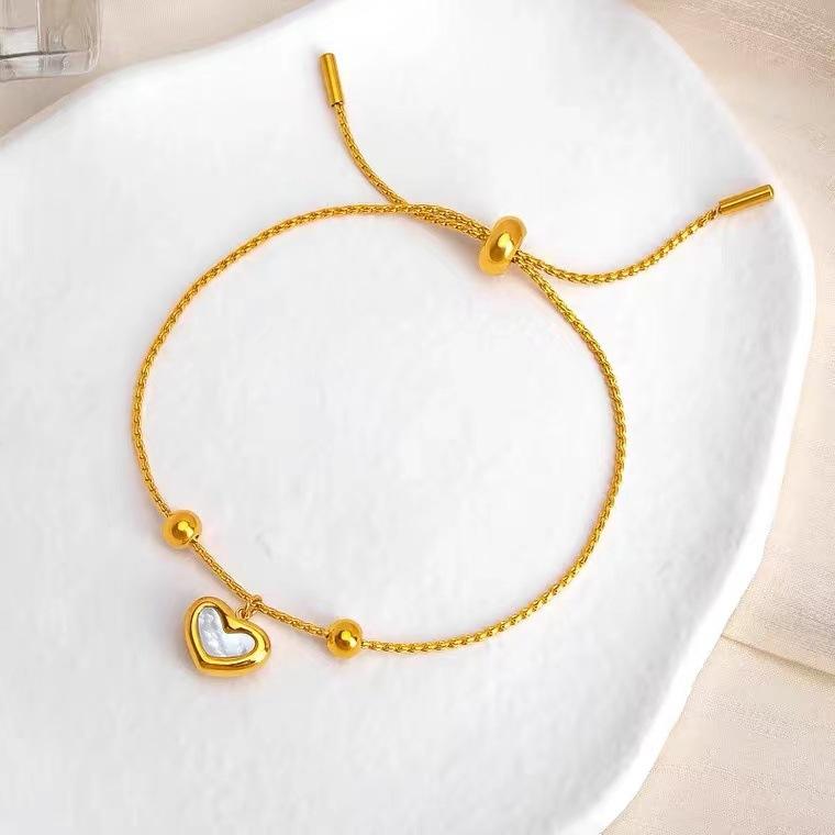 Anti Tarnish Rope Chain Heart Bracelet