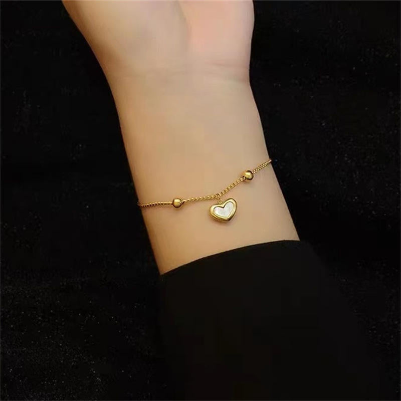 Anti Tarnish Rope Chain Heart Bracelet