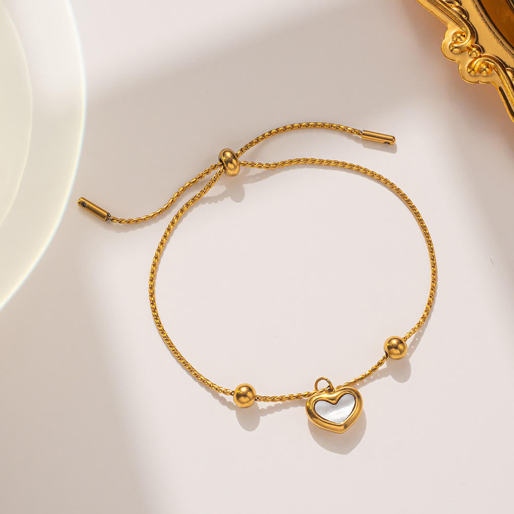 Anti Tarnish Rope Chain Heart Bracelet