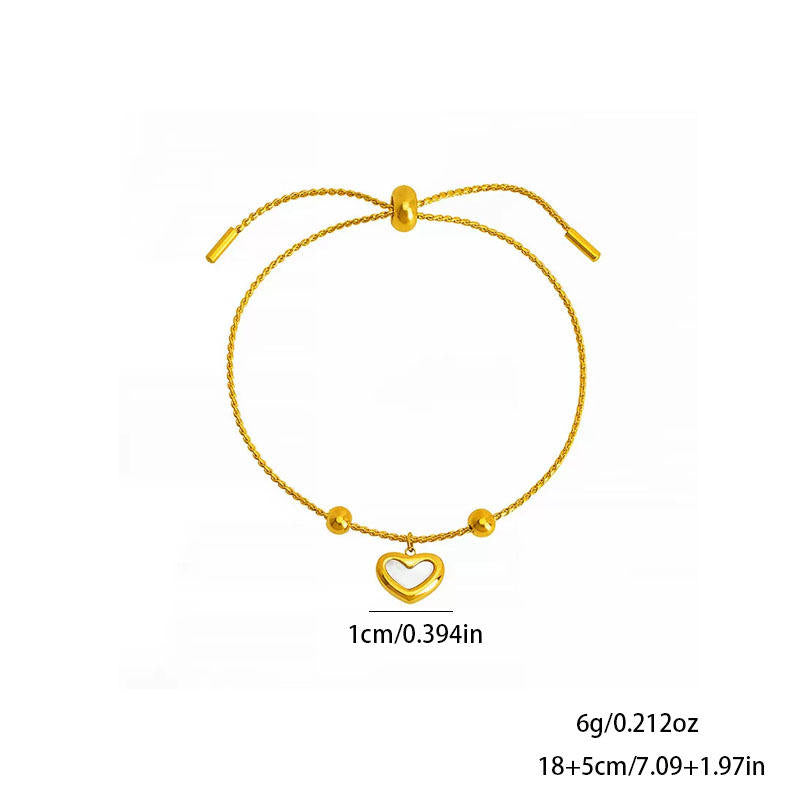 Anti Tarnish Rope Chain Heart Bracelet