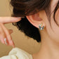 Dual Butterfly Drip Glaze Pearl Stud Earrings
