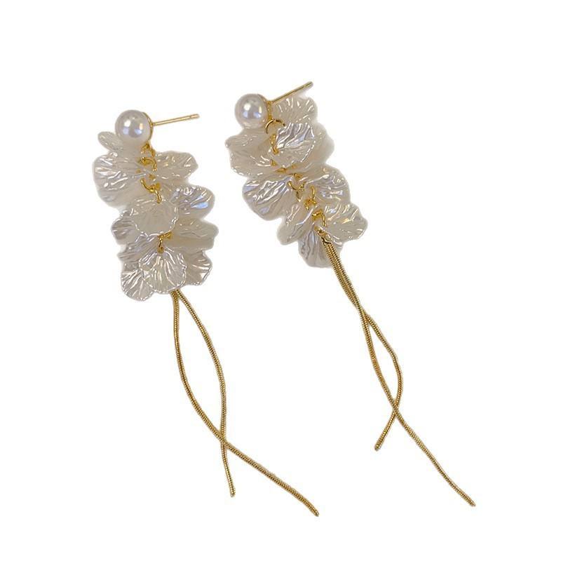 French Elegant Romantic Petal Tassel Earring