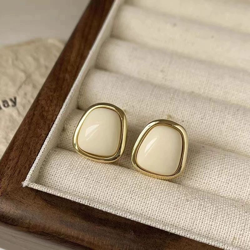 French Retro Simple Geometric square Earrings