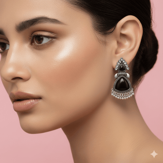 Oxidised Trendy Statement Earring