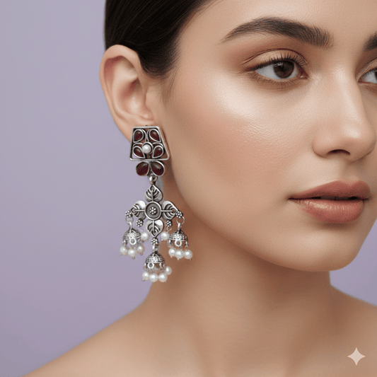 Oxidised Trendy Statement Earring