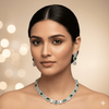 Radiant American Diamond Green Stone Jewelry Set