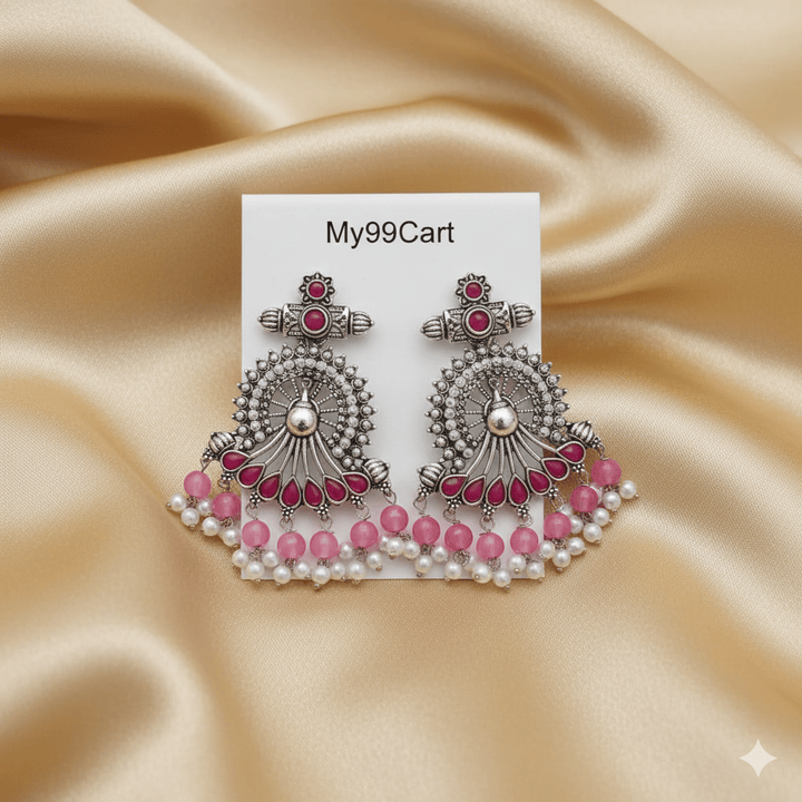 Oxidised Trendy Peacock Statement Earring