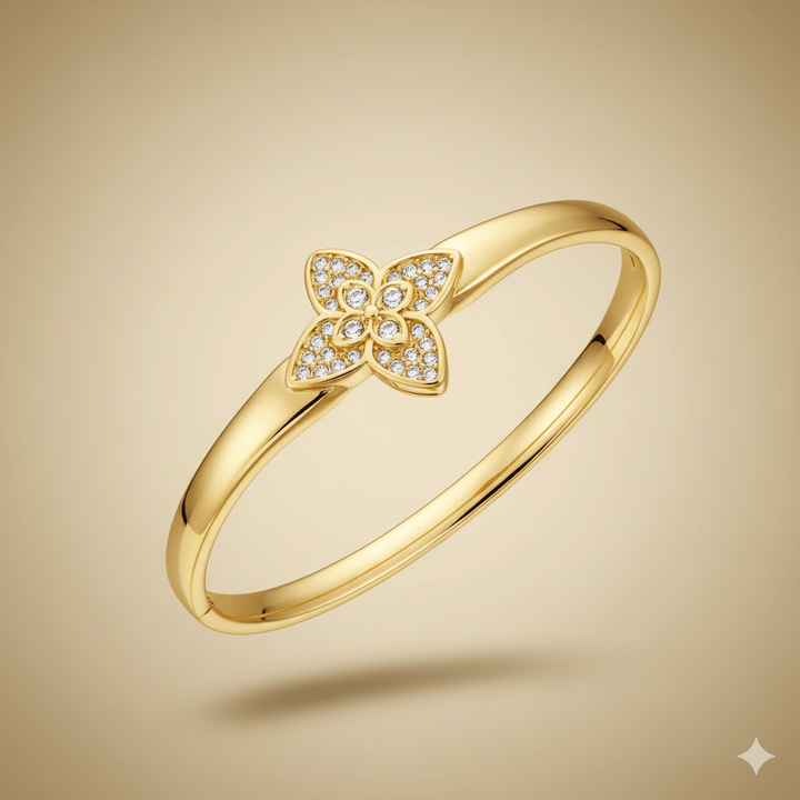 Anti Tarnish Fancy Flower Bangle Bracelet