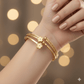 Anti Tarnish Little Flower Bangle Bracelet