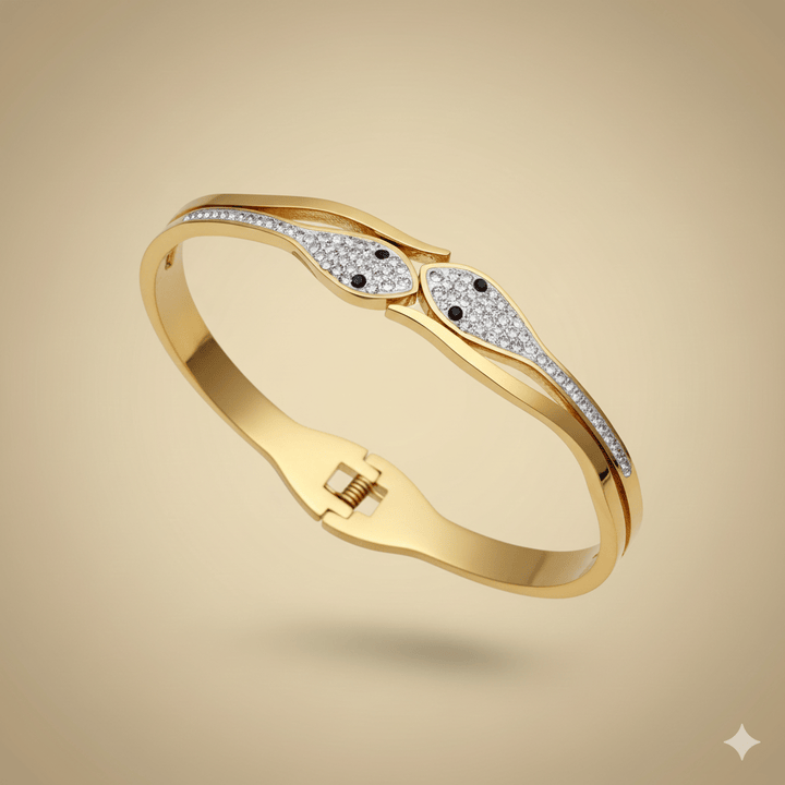 Anti Tarnish Fancy Duel Snake Bangle Bracelet