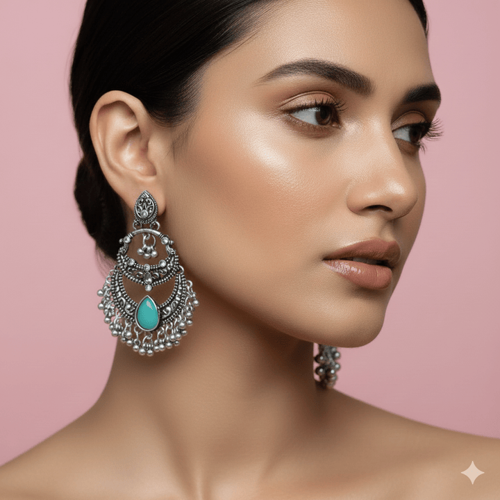 Oxidised Trendy Statement Earring